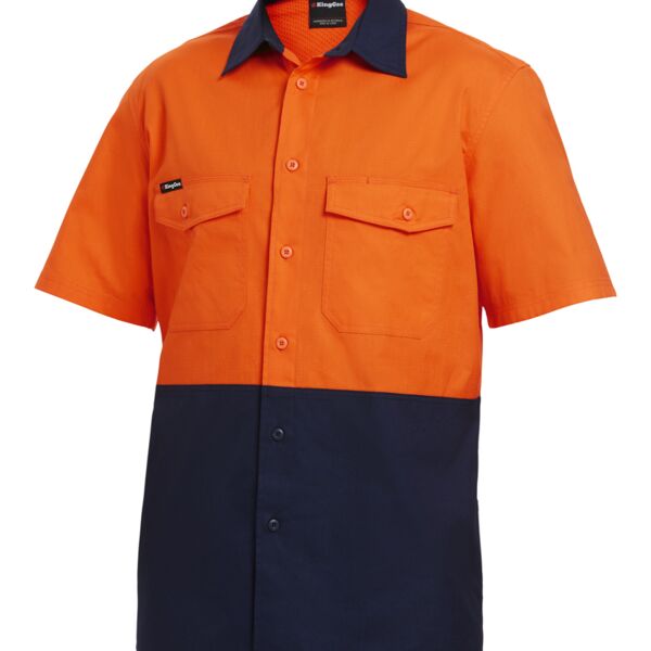 KingGee Mens Workcool 2 Spliced Shirt Short Sleeve Thumbnail