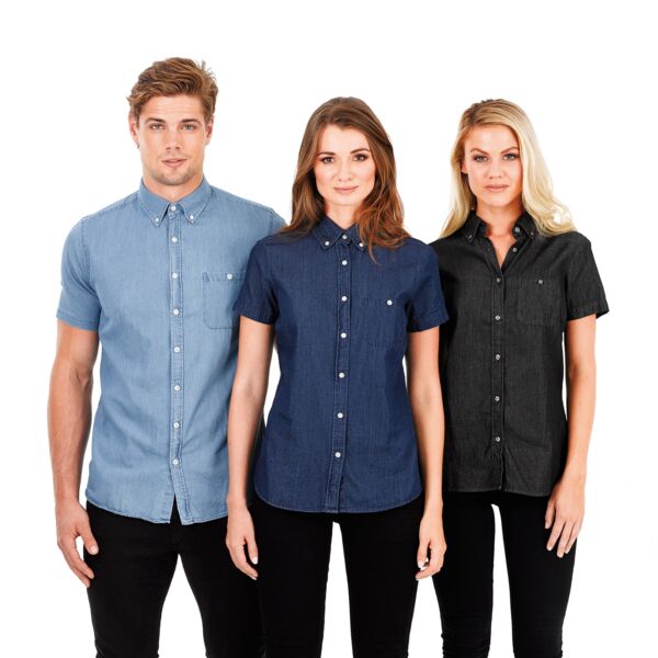 Ladies Dylan Short Sleeve Denim Shirt Thumbnail