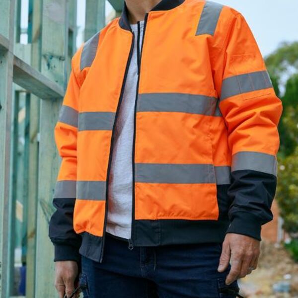 Taped Two Tone Hi Vis Bomber Jacket with Padded Lining Thumbnail