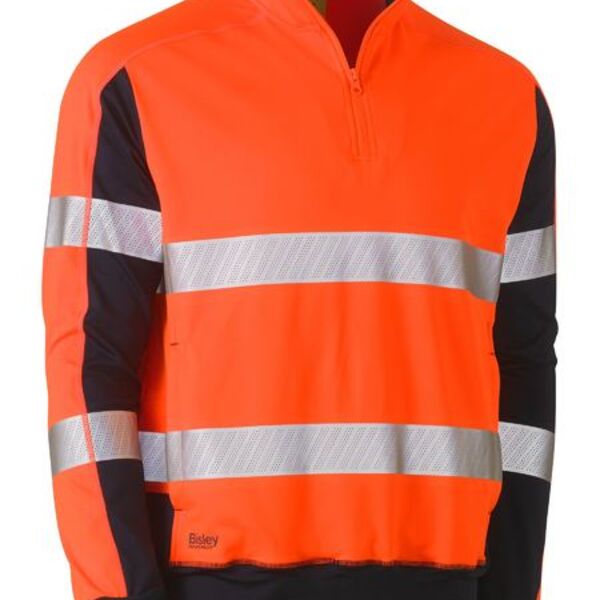 Taped Two Tone Hi Vis Contrast Stretchy 1/4 Zip Pullover Thumbnail