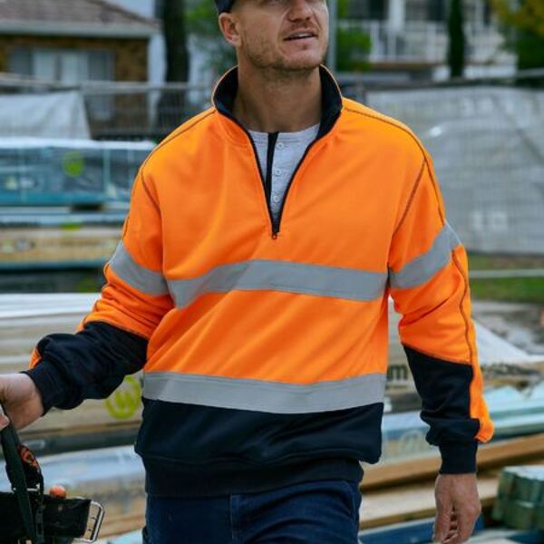 Taped Hi Vis 1/4 Zip Fleece Pullover with Sherpa Lining Thumbnail